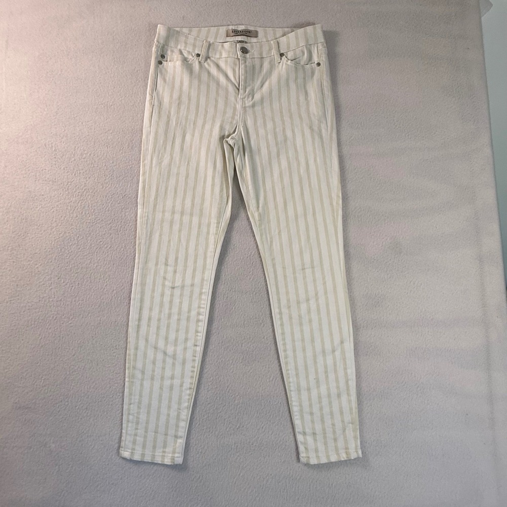Liverpool Los Angeles Skinny Jeans Cream Tan Stripe LM2005QHP11 Womens 4/27